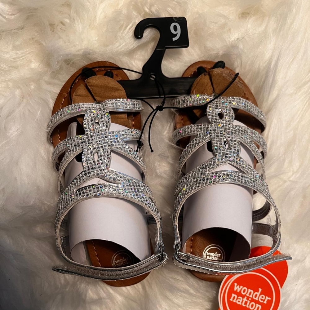 Wonder Nation Glittery Silver Sandals